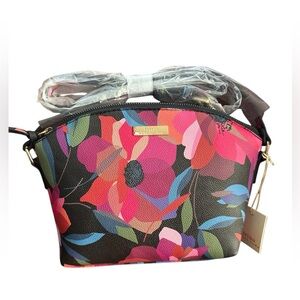 🌸 Stunning Trina Turk Floral on Black Crossbody Bag - NWT🌸